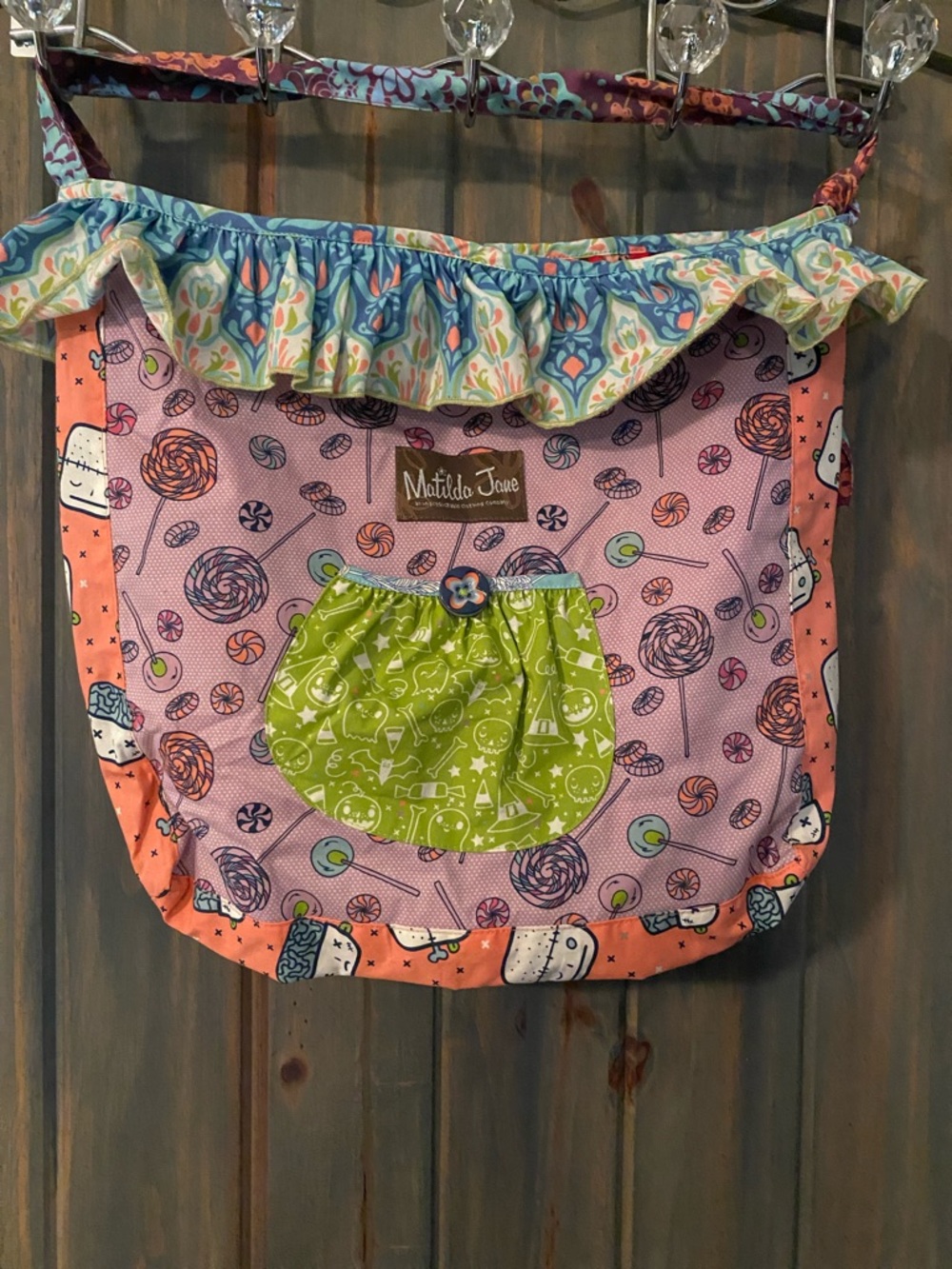Matilda Jane Purple Pink Green Patterned Kids Apron